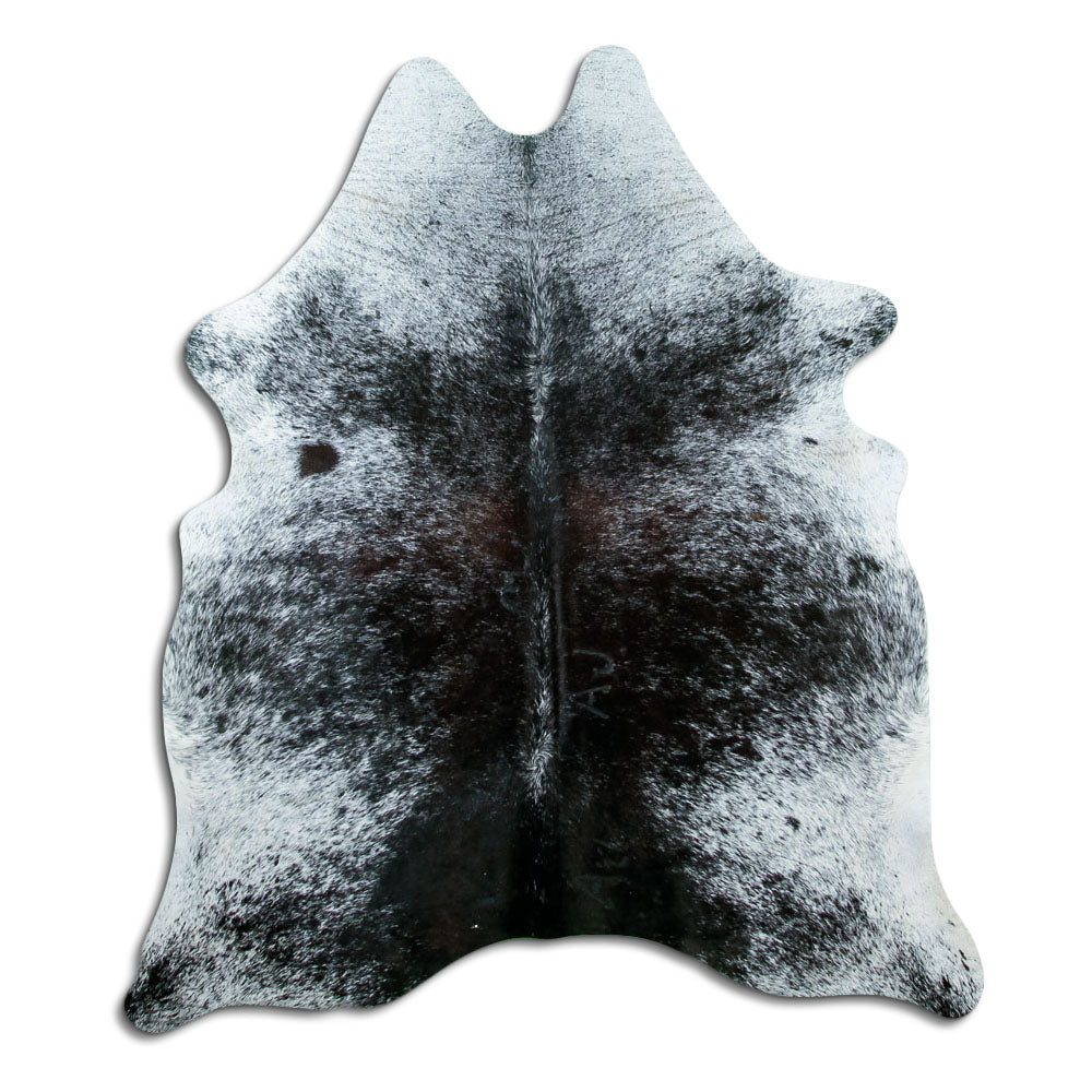 Schwarz-weißes Kuhfell, ca. 180 × 160 cm, von oben fotografiert: genau das Fell, das Sie erhalten