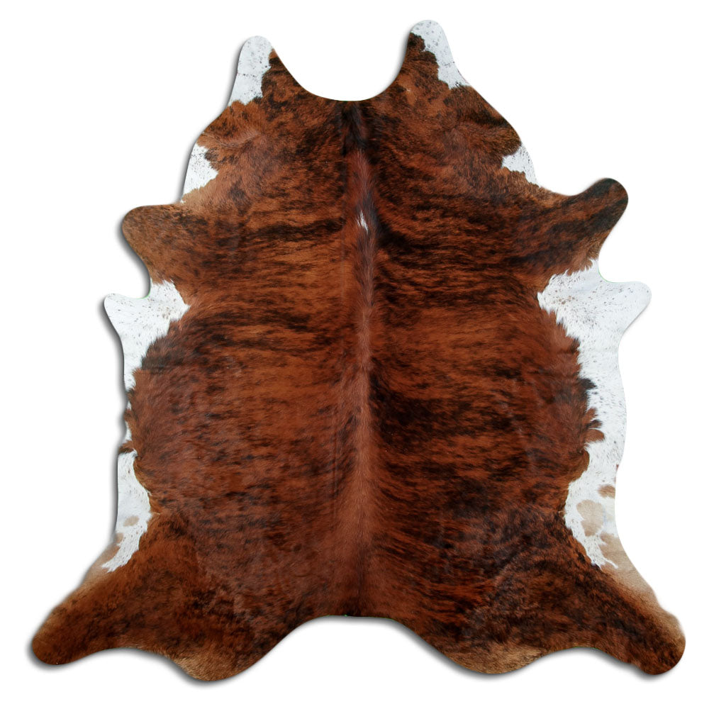 Exotisch gestromtes Kuhfell, ca. 210 × 210 cm, von oben fotografiert: genau das Fell, das Sie erhalten