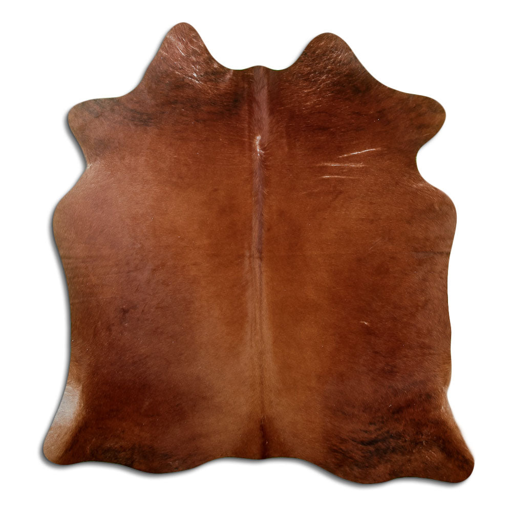Braunes Kuhfell, ca. 170 × 160 cm, von oben fotografiert: genau das Fell, das Sie erhalten
