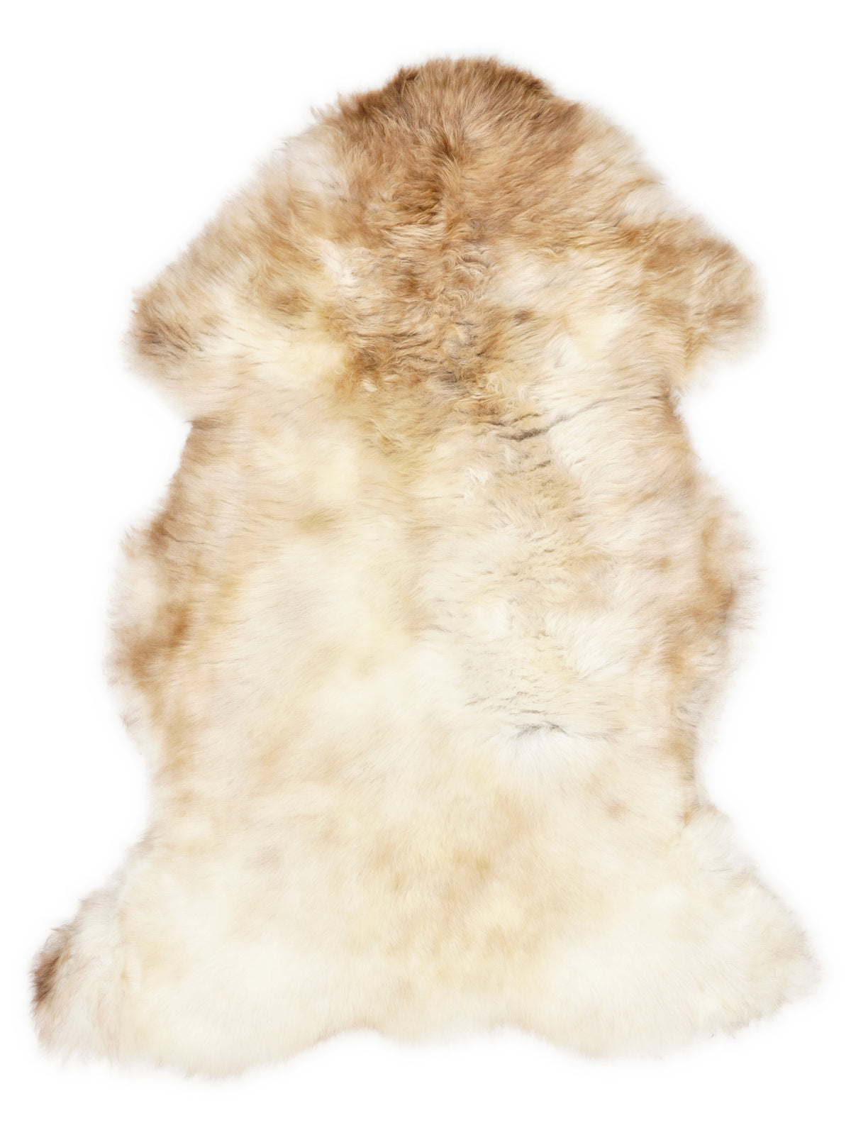 Mehrfarbiges britisches Lammfell, ca. 110 × 70 cm, von oben fotografiert: genau das Fell, das Sie erhalten