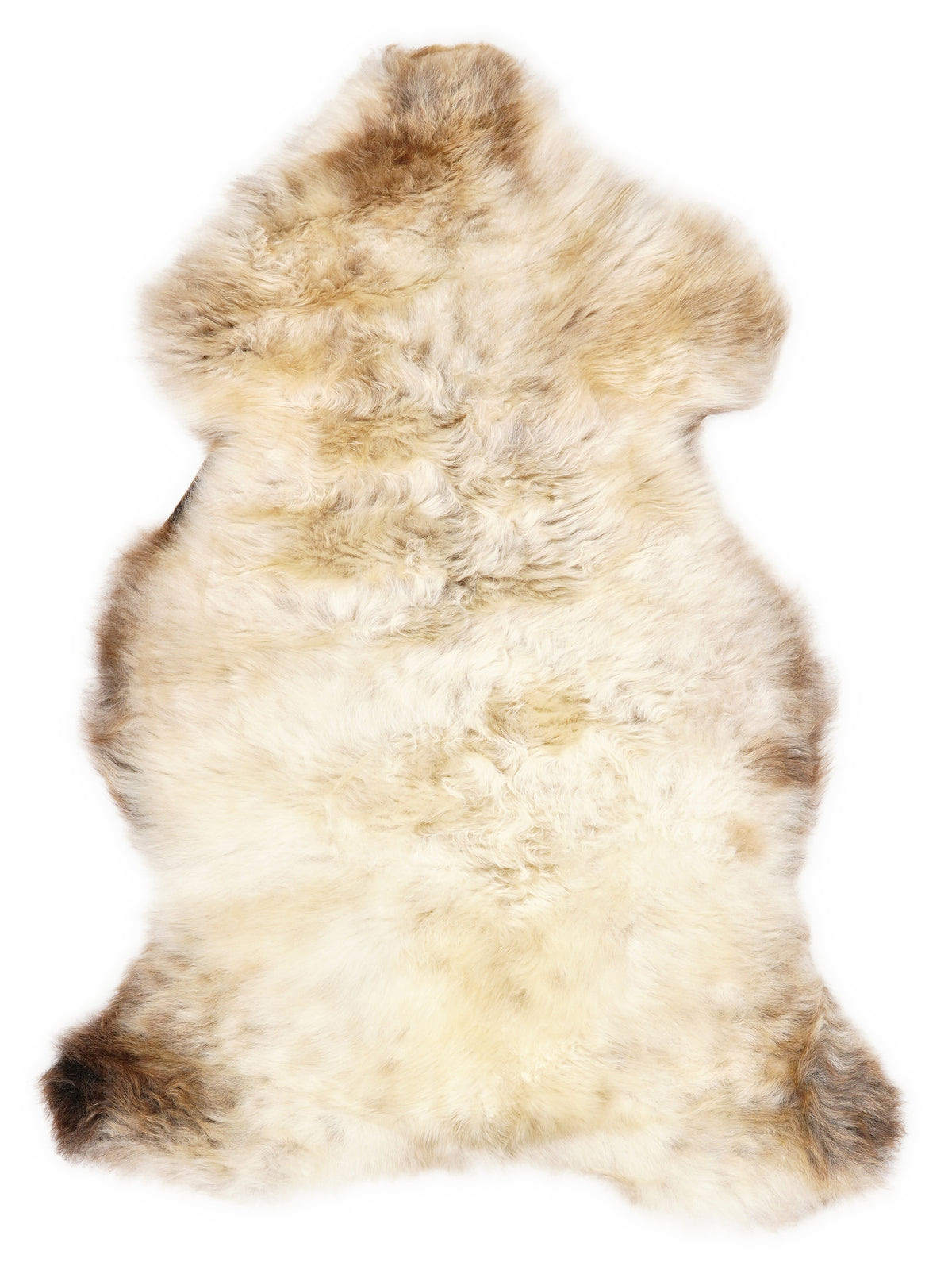 Mehrfarbiges britisches Lammfell, ca. 100 × 60 cm, von oben fotografiert: genau das Fell, das Sie erhalten