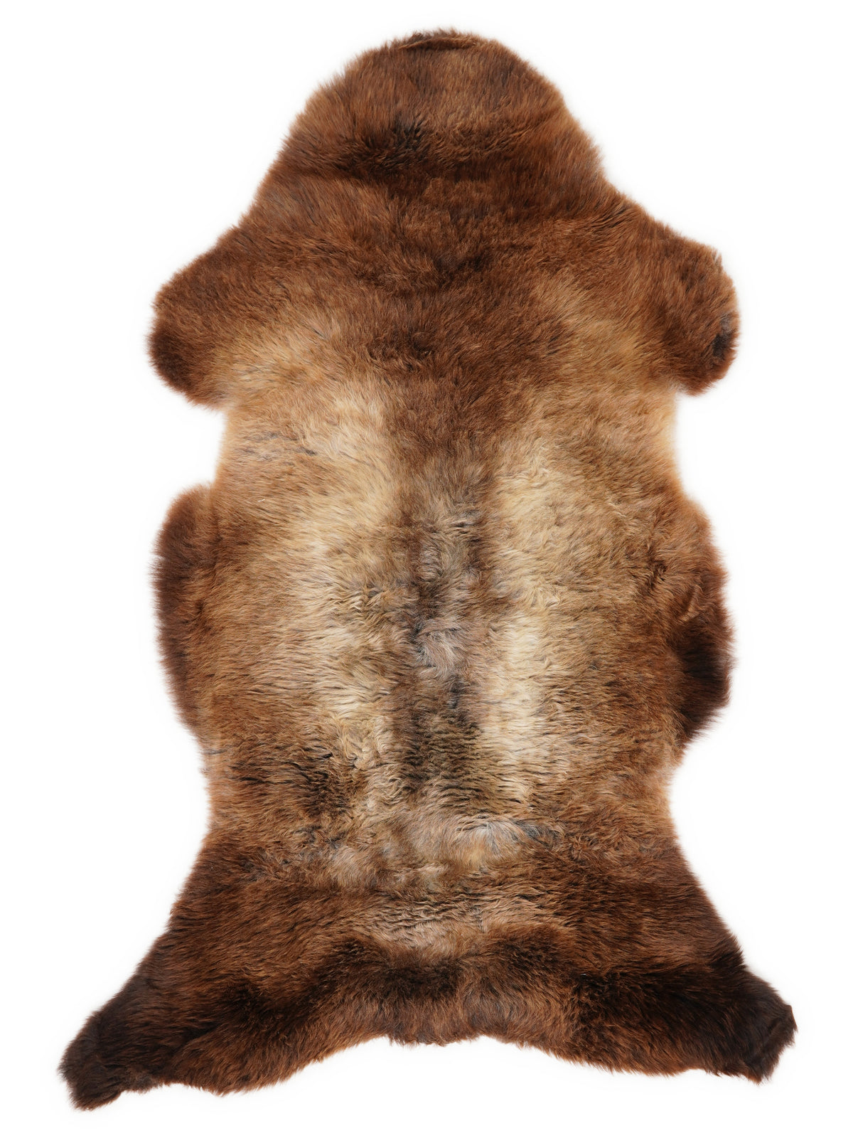 Mehrfarbiges britisches Lammfell, ca. 115 × 60 cm, von oben fotografiert: genau das Fell, das Sie erhalten