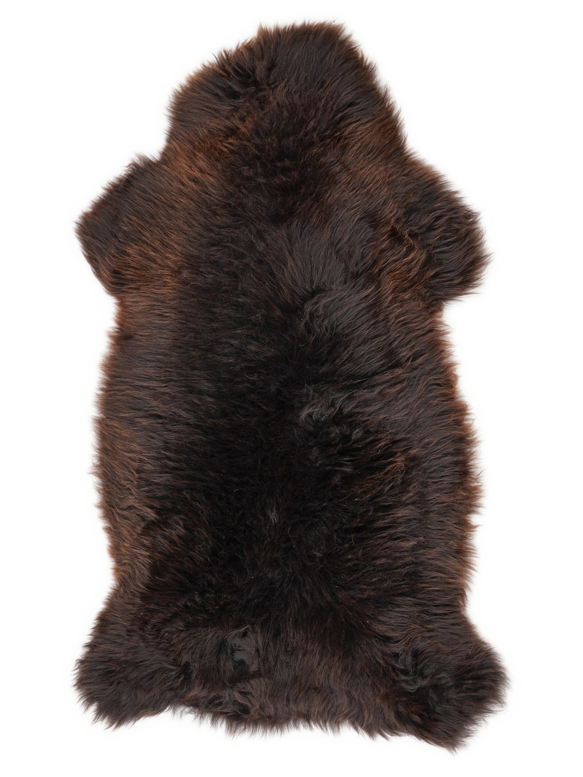 Braunes Lammfell, ca. 120 × 60 cm, von oben fotografiert: genau das Fell, das Sie erhalten