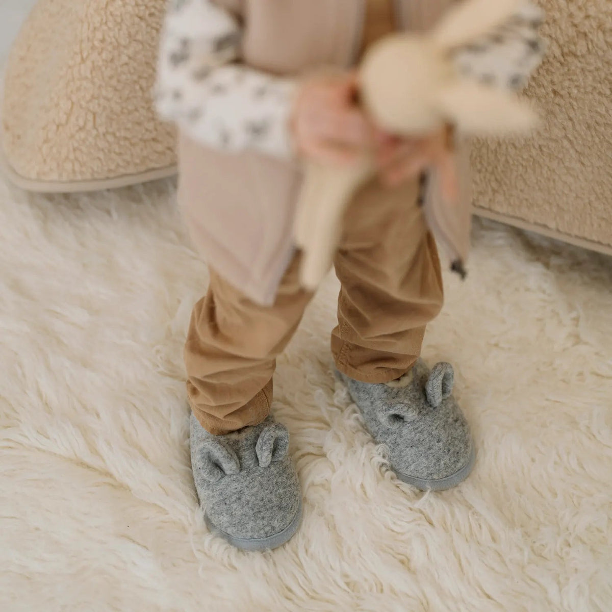 Merino Kinderhausschuhe „Maus“