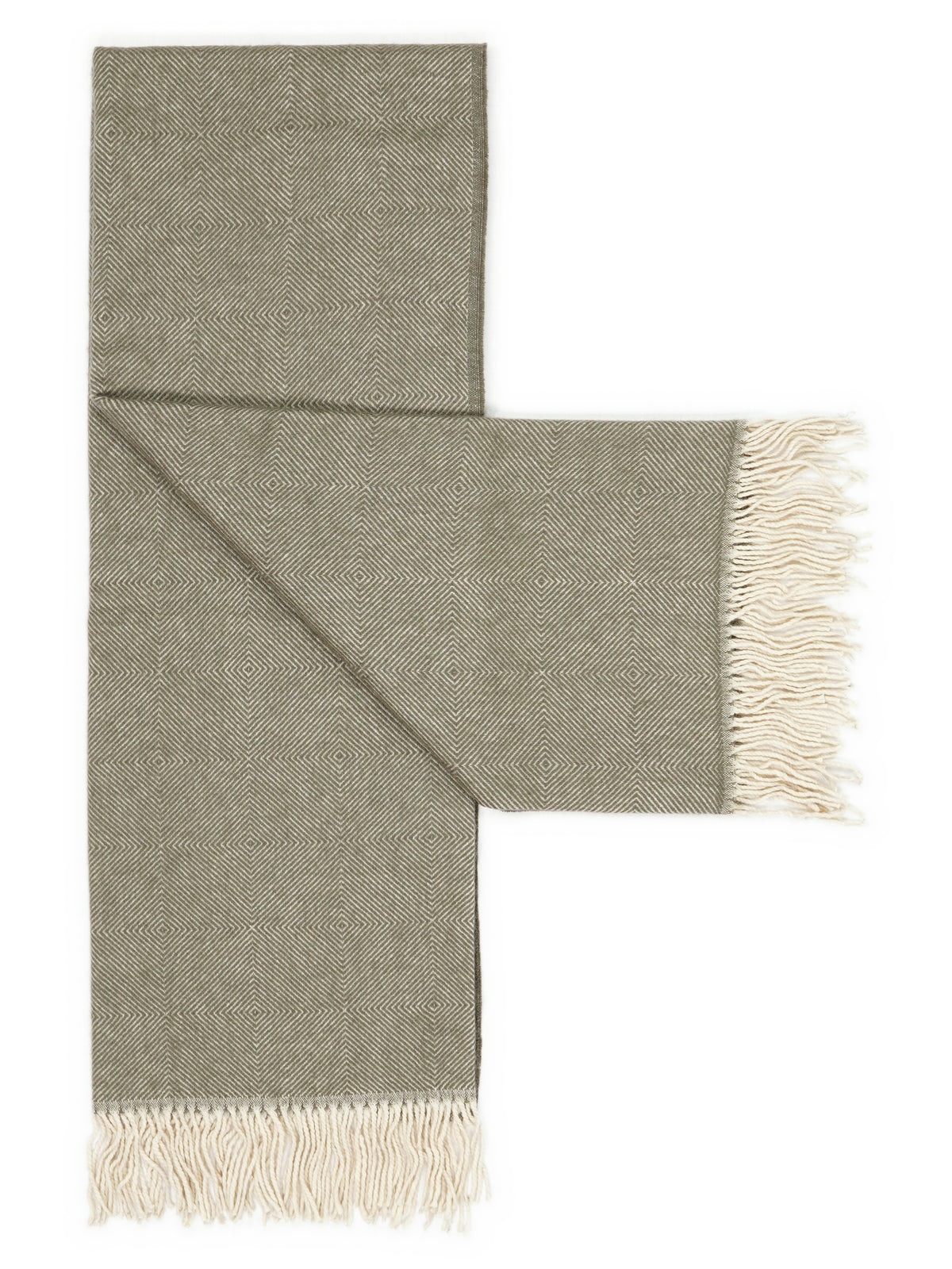 Plaid „Rune“ in Oliv, aufgefaltet