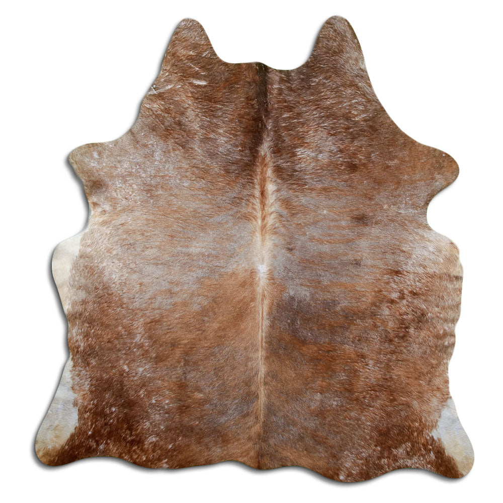 Exotisch gestromtes Kuhfell, ca. 180 × 170 cm, von oben fotografiert: genau das Fell, das Sie erhalten