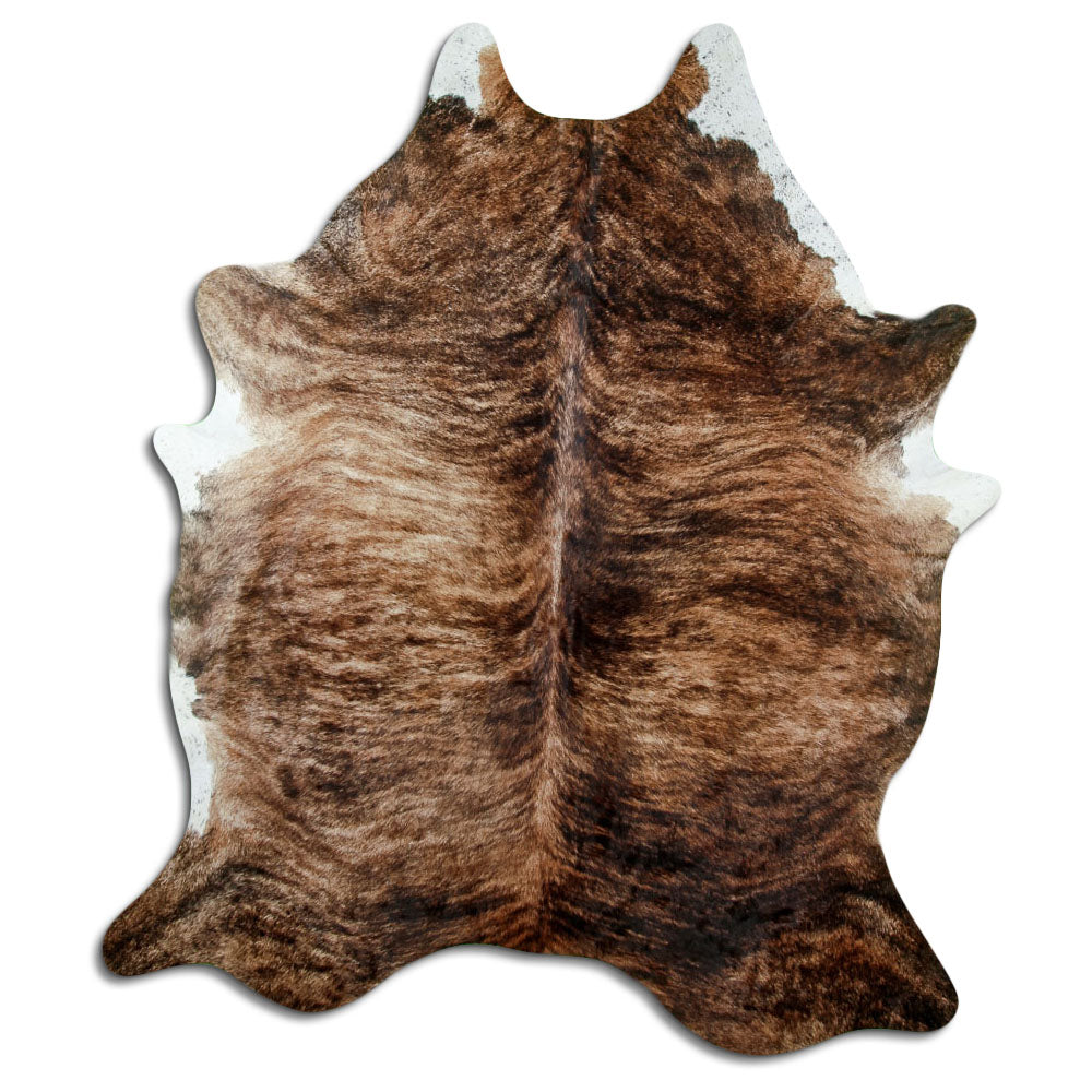 Exotisch gestromtes Kuhfell, ca. 220 × 180 cm, von oben fotografiert: genau das Fell, das Sie erhalten