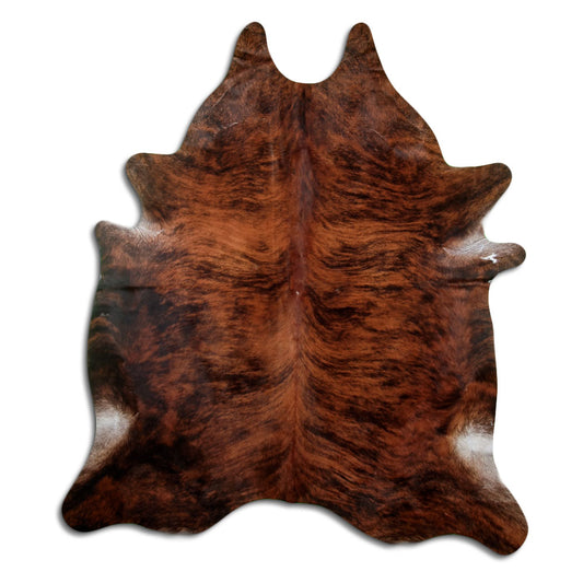 Exotisch gestromtes Kuhfell, ca. 210 × 180 cm, von oben fotografiert: genau das Fell, das Sie erhalten