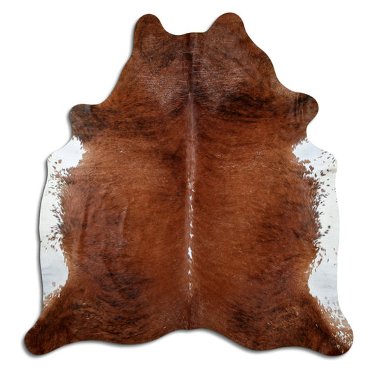 Exotisch gestromtes Kuhfell, ca. 220 × 210 cm, von oben fotografiert: genau das Fell, das Sie erhalten