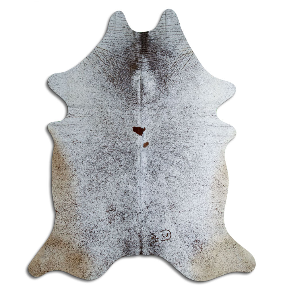 Salt & Pepper Kuhfell, ca. 230 × 190 cm, von oben fotografiert: genau das Fell, das Sie erhalten