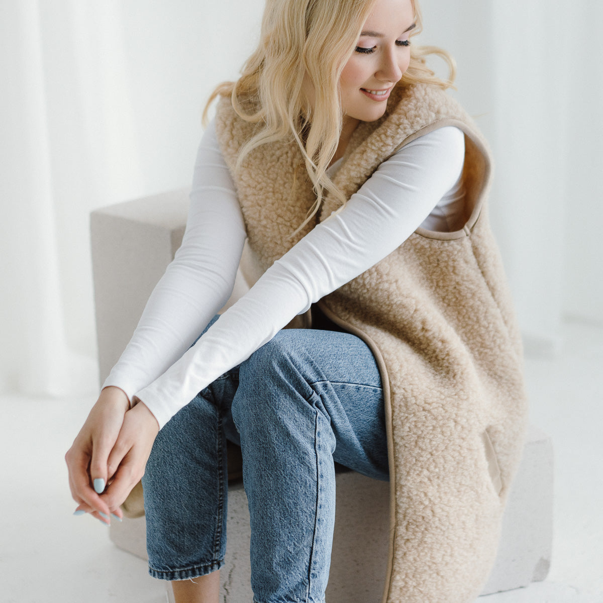 Merino Weste ''Pearl'' Beige