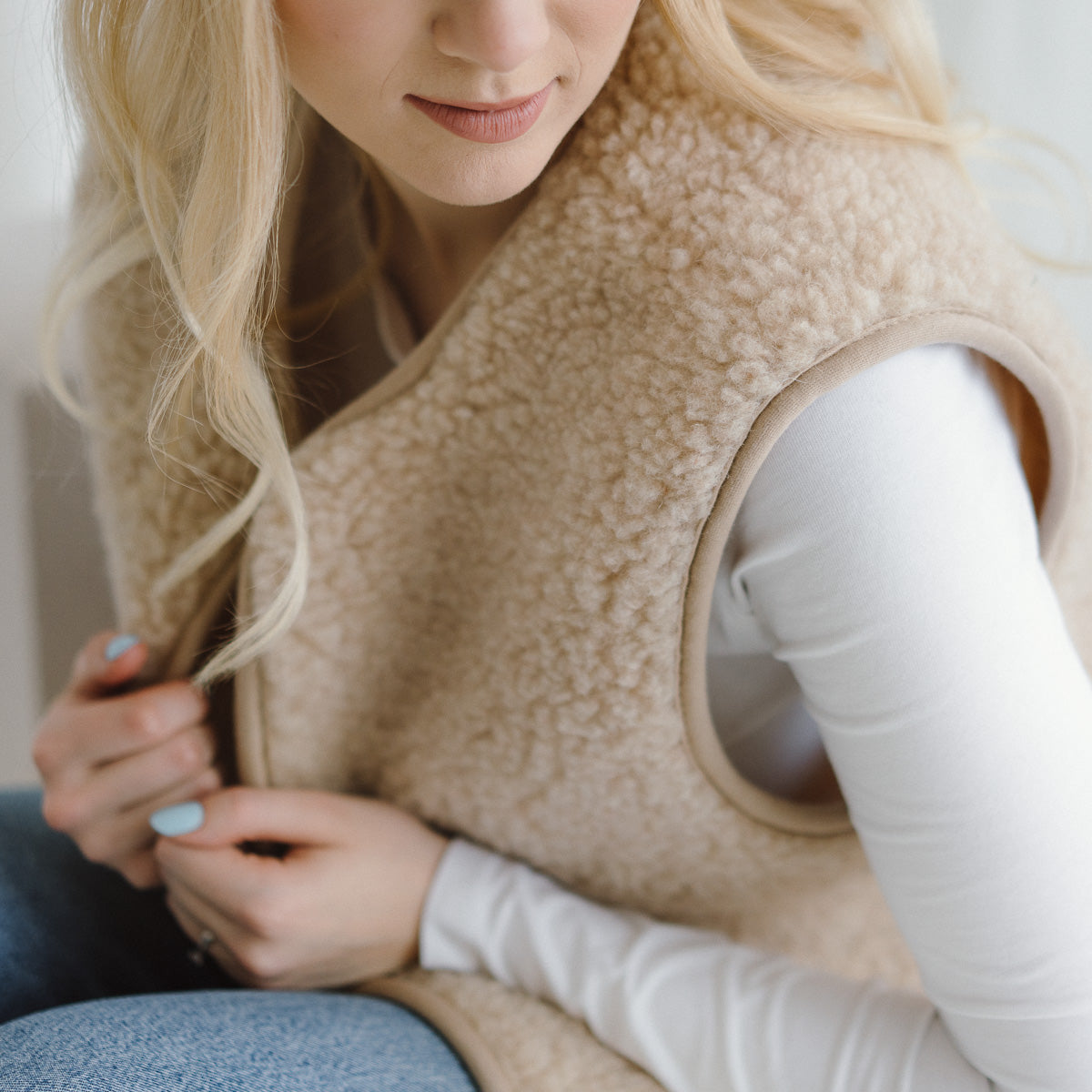Merino Weste ''Pearl'' Beige