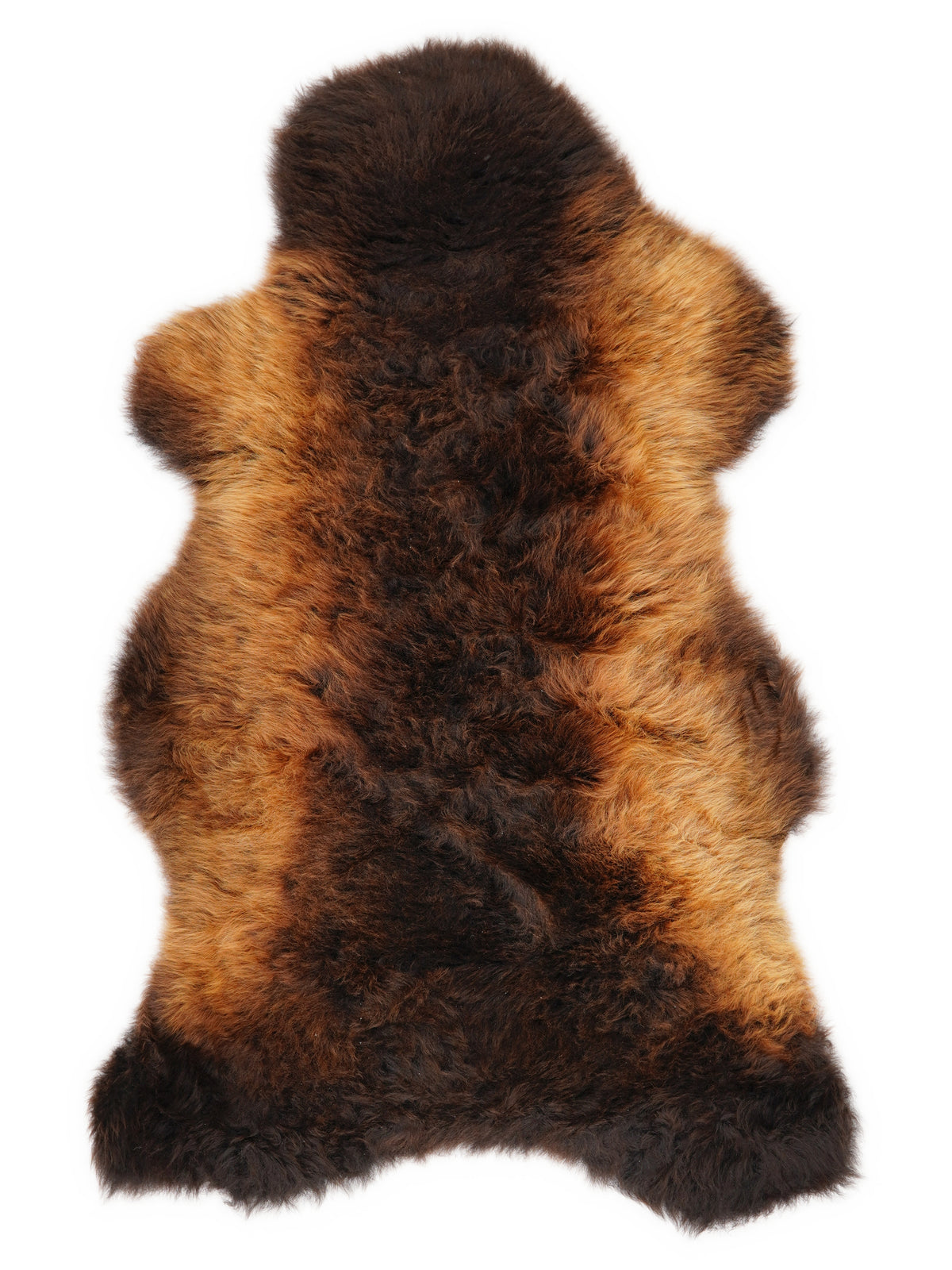 Mehrfarbiges britisches Lammfell, ca. 120 × 60 cm, von oben fotografiert: genau das Fell, das Sie erhalten