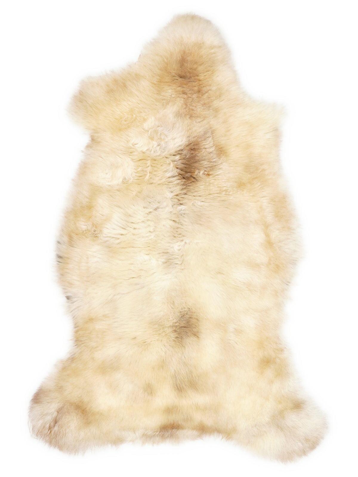 Mehrfarbiges britisches Lammfell, ca. 110 × 55 cm, von oben fotografiert: genau das Fell, das Sie erhalten