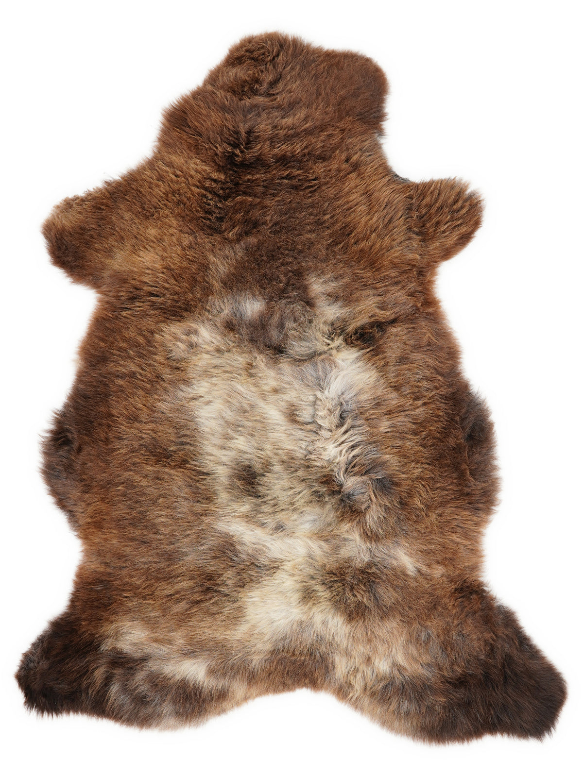 Mehrfarbiges britisches Lammfell, ca. 110 × 65 cm, von oben fotografiert: genau das Fell, das Sie erhalten