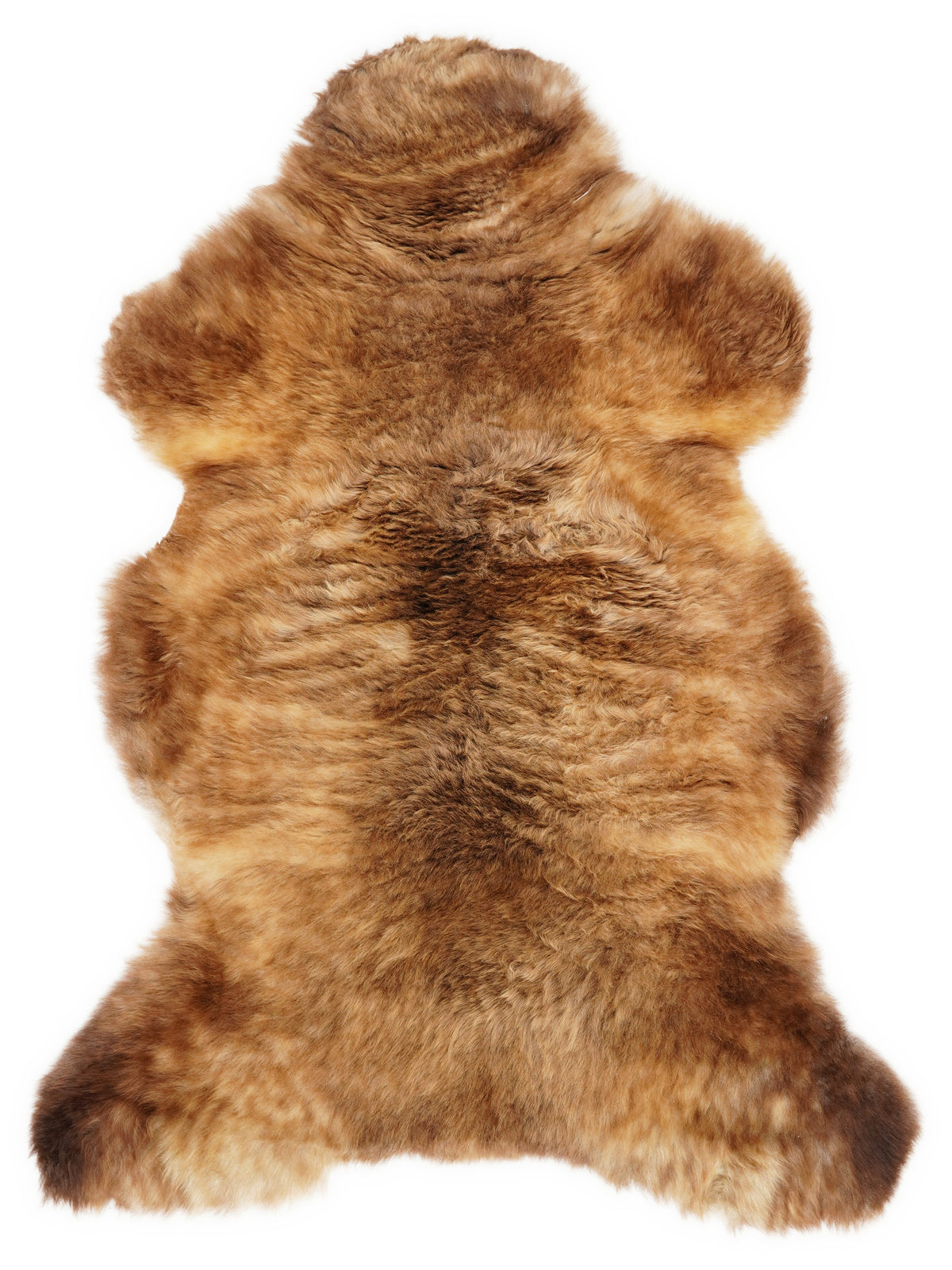 Mehrfarbiges britisches Lammfell, ca. 115 × 65 cm, von oben fotografiert: genau das Fell, das Sie erhalten