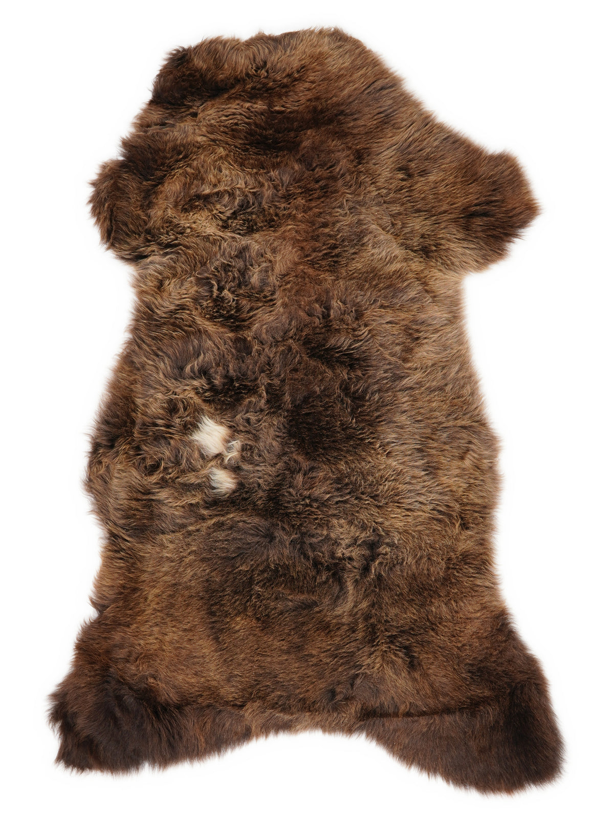 Braunes Lammfell, ca. 120 × 60 cm, von oben fotografiert: genau das Fell, das Sie erhalten