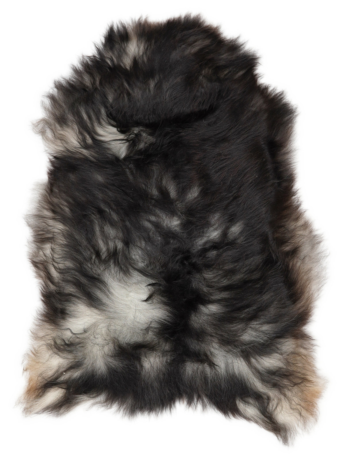 Graues isländisches Schaffell, ca. 100 × 65 cm, von oben fotografiert: genau das Fell, das Sie erhalten