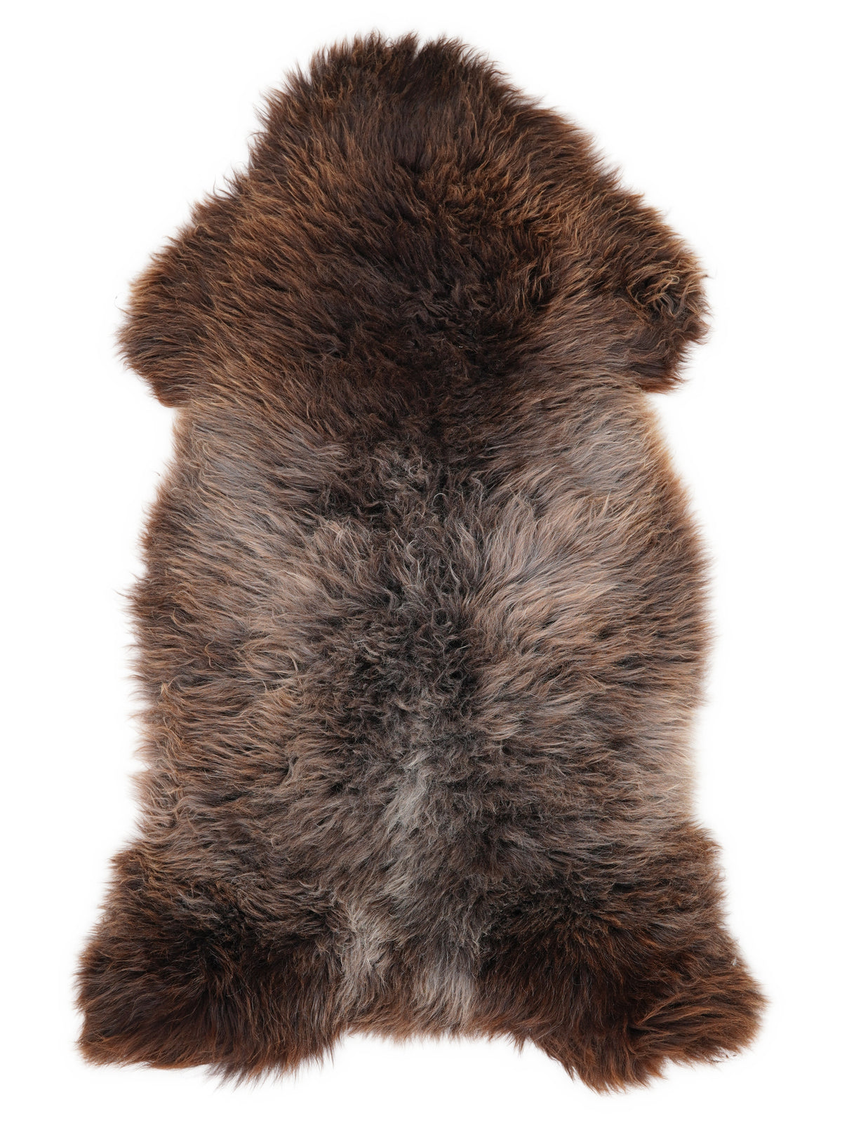 Mehrfarbiges britisches Lammfell, ca. 125 × 65 cm, von oben fotografiert: genau das Fell, das Sie erhalten