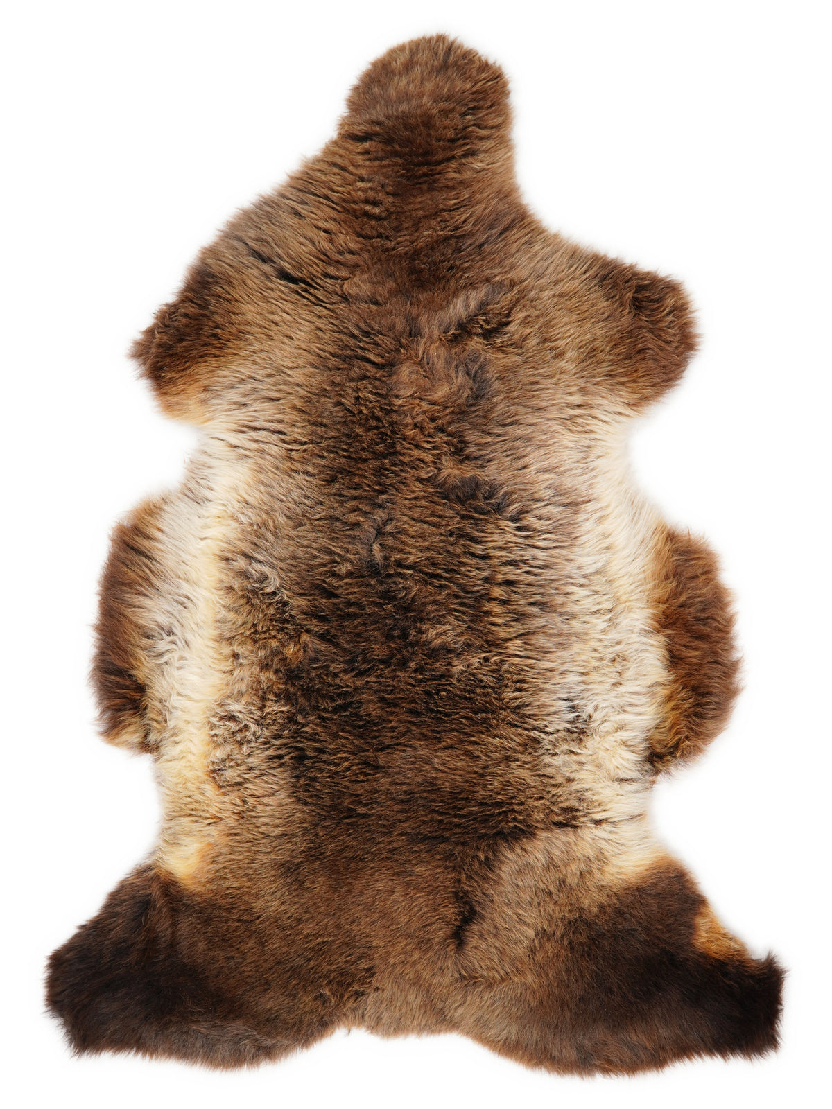 Mehrfarbiges britisches Lammfell, ca. 120 × 70 cm, von oben fotografiert: genau das Fell, das Sie erhalten