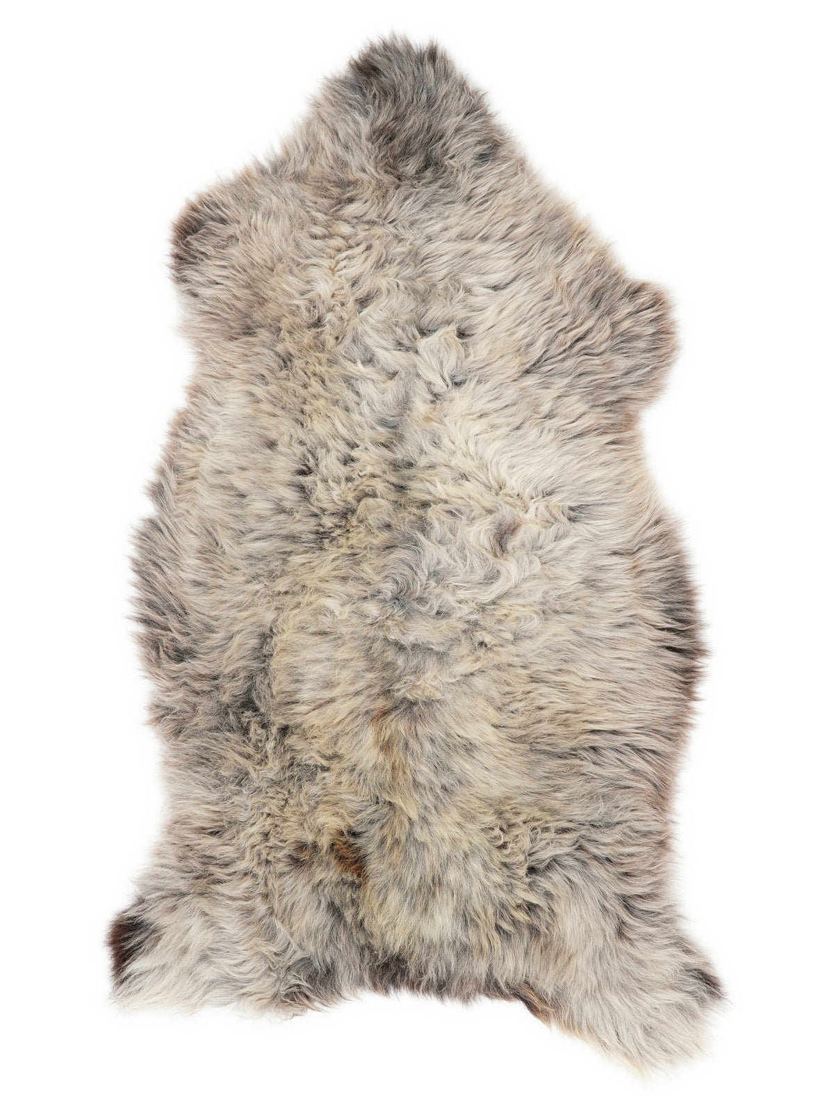 Mehrfarbiges britisches Lammfell, ca. 135 × 70 cm, von oben fotografiert: genau das Fell, das Sie erhalten