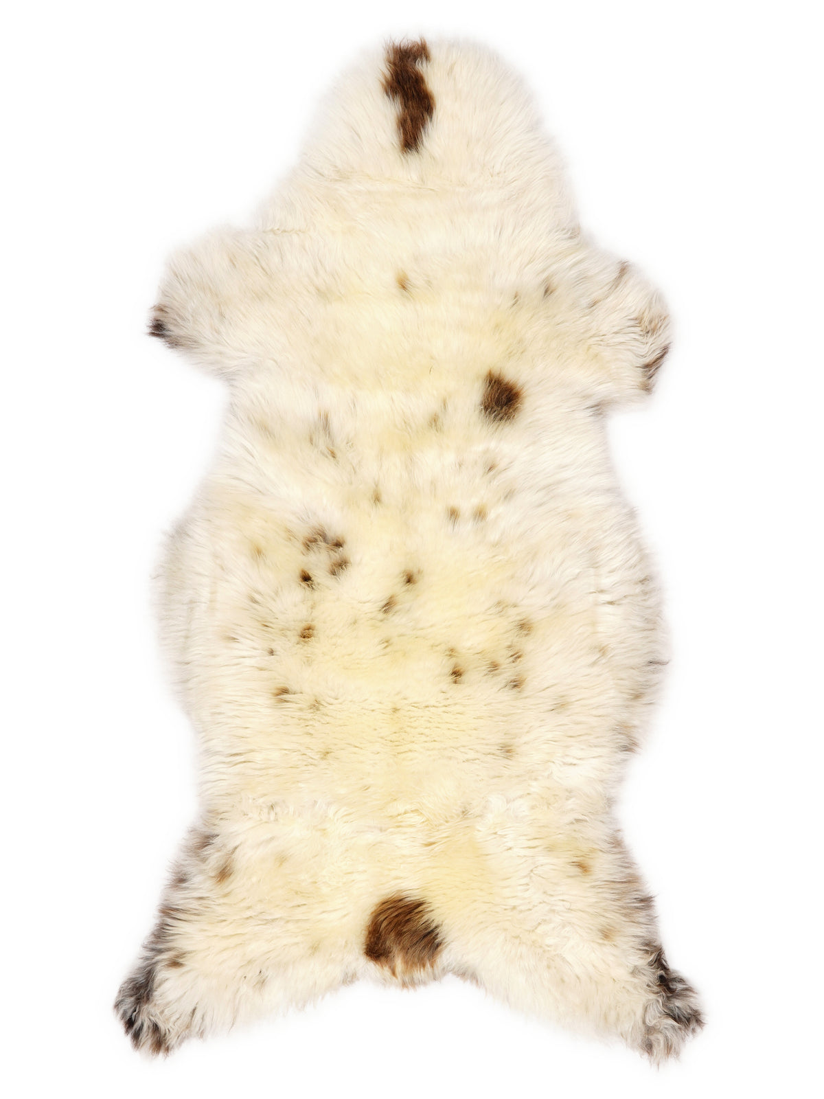 Mehrfarbiges britisches Lammfell, ca. 130 × 60 cm, von oben fotografiert: genau das Fell, das Sie erhalten