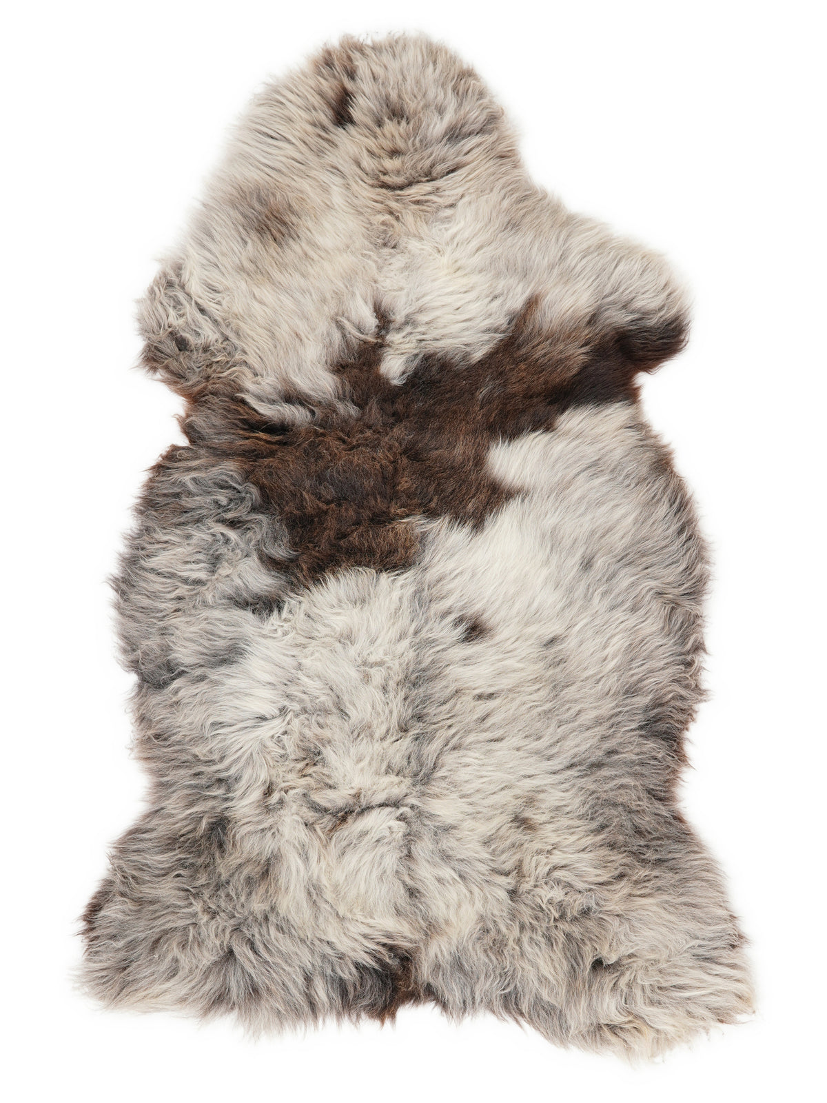 Mehrfarbiges britisches Schaffell, ca. 135 × 70 cm, von oben fotografiert: genau das Fell, das Sie erhalten