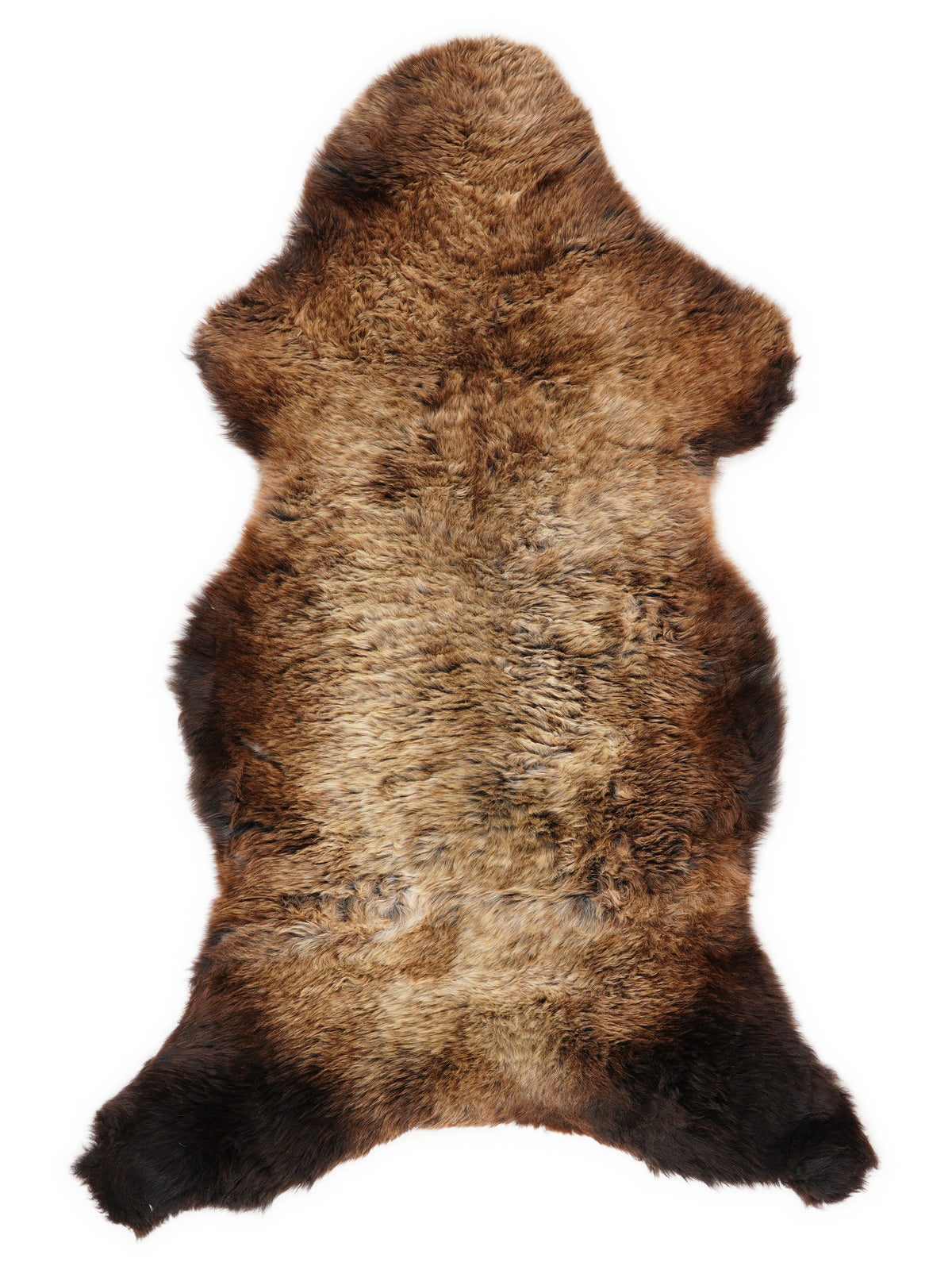 Mehrfarbiges britisches Lammfell, ca. 115 × 55 cm, von oben fotografiert: genau das Fell, das Sie erhalten