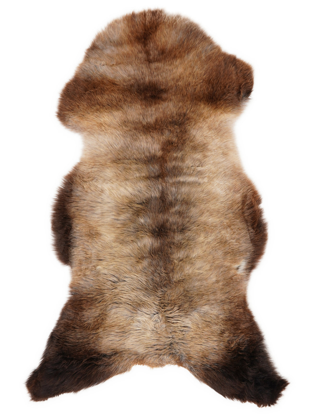 Mehrfarbiges britisches Lammfell, ca. 120 × 60 cm, von oben fotografiert: genau das Fell, das Sie erhalten