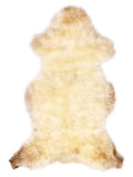 Mehrfarbiges britisches Lammfell, ca. 120 × 65 cm, von oben fotografiert: genau das Fell, das Sie erhalten