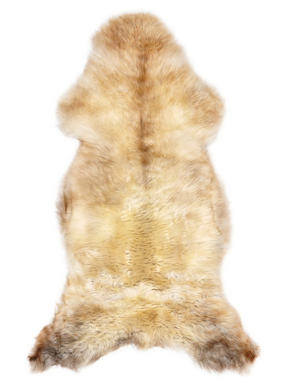 Mehrfarbiges britisches Lammfell, ca. 130 × 55 cm, von oben fotografiert: genau das Fell, das Sie erhalten