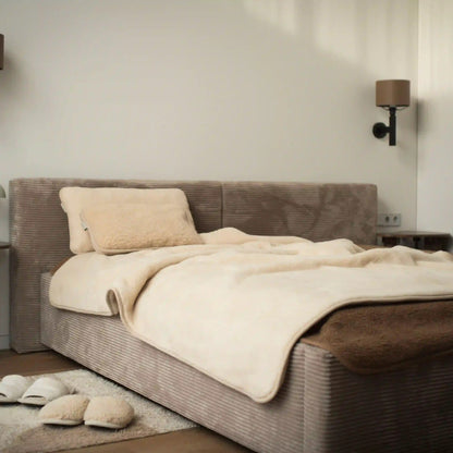 Wolldecke „Kaschmir“ aus Kaschmir & Merinowolle Beige | zweilagig