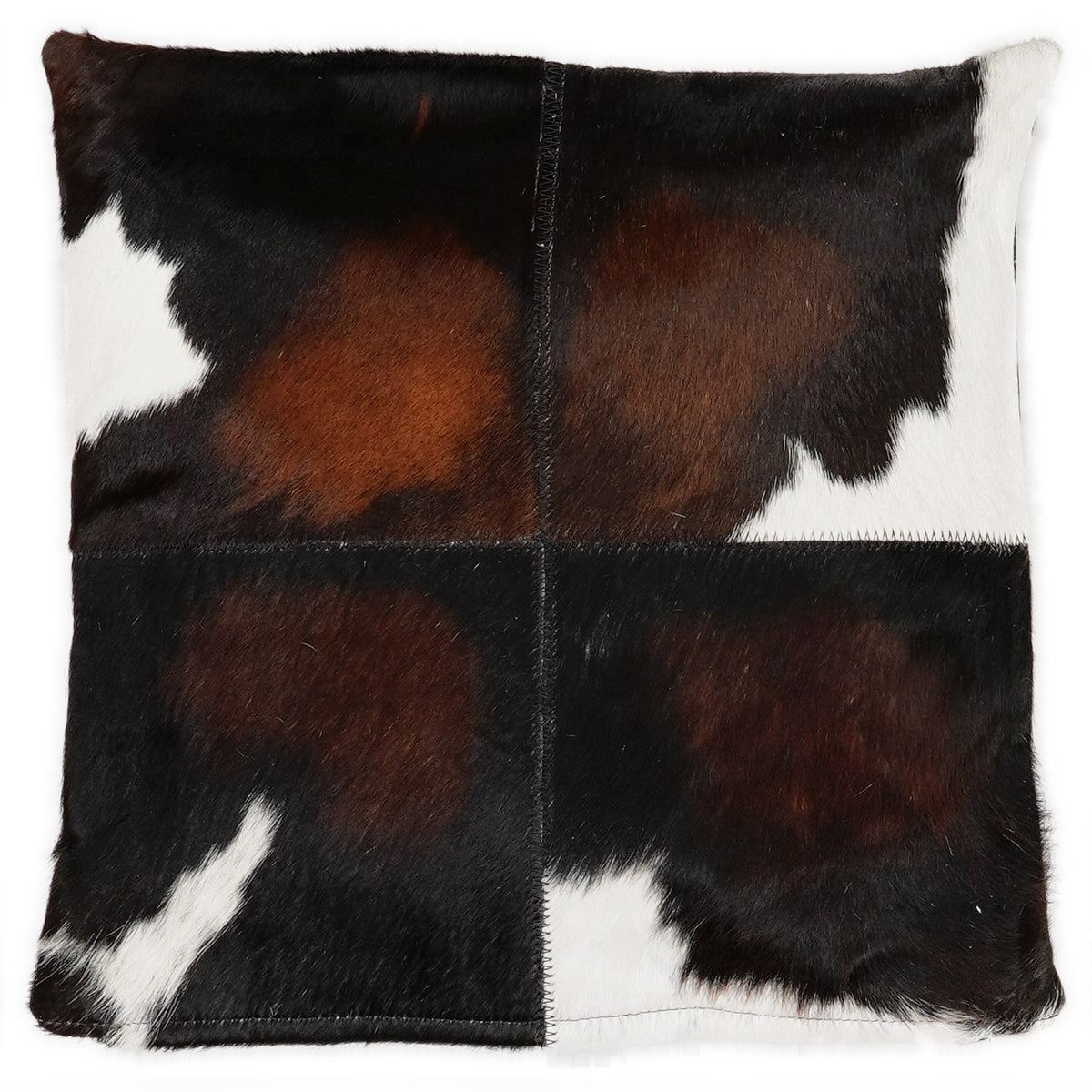 Kuhfell-Kissen in Tricolor, 40 × 40 cm