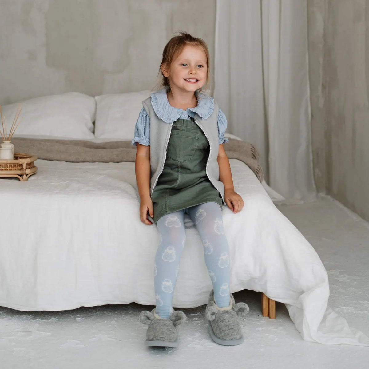 Merino Kinderhausschuhe „Maus“