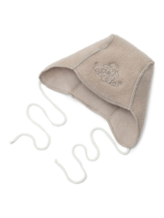 Baby-Mütze „Schaf“ mit Stickerei; beige