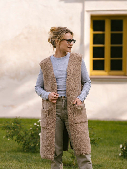 Merino Weste ''Sea'' Beige