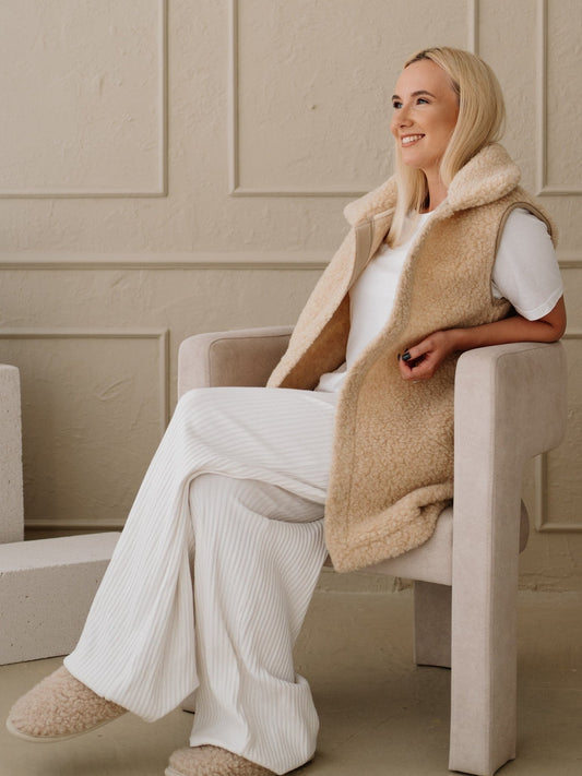 Merino Weste ''Wave'' Beige